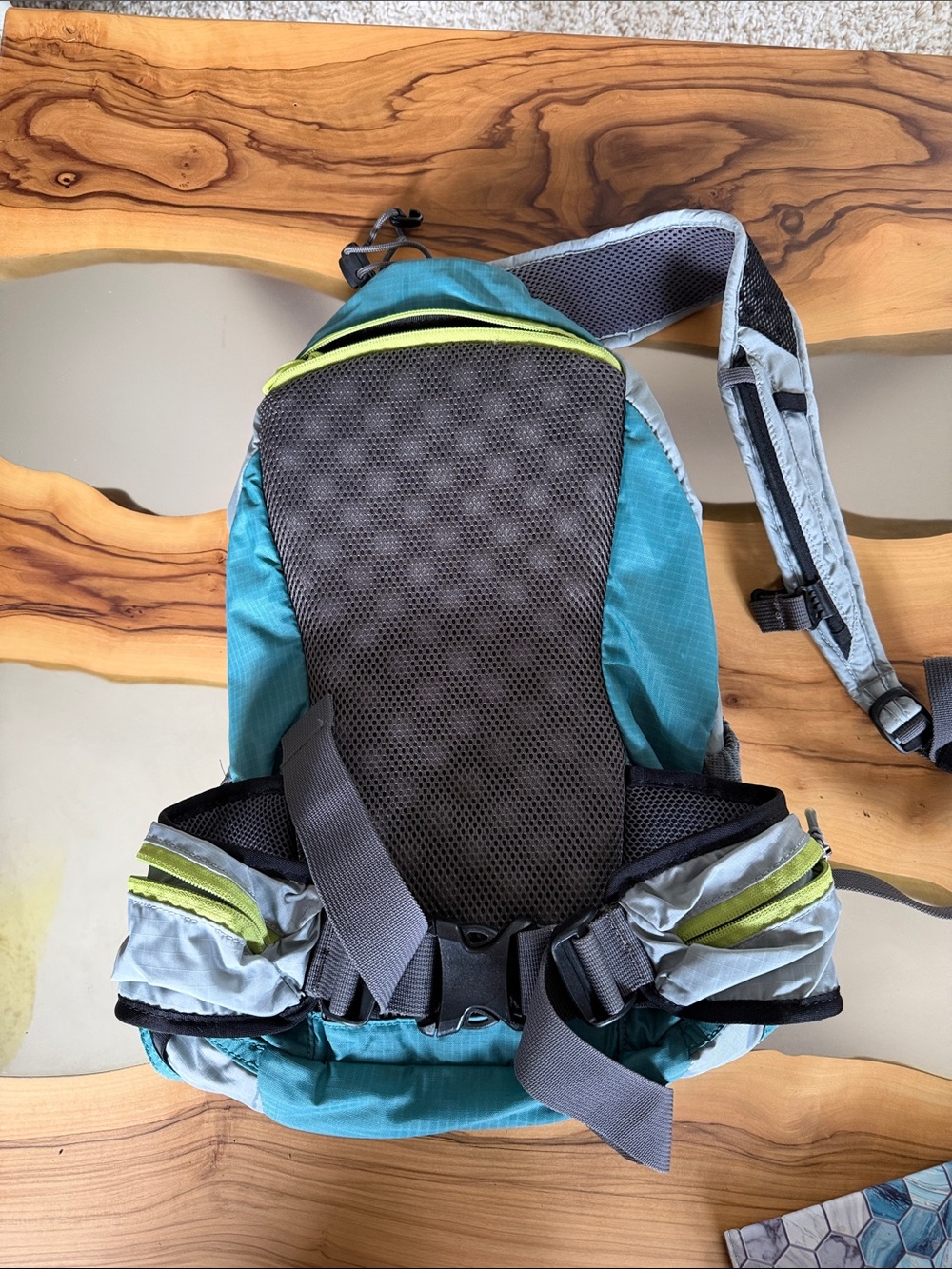 REI Teal and Gray Daypack with Lime Trim - Picture 2 of 4